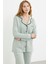 Düğmeli Gömlek Model Pijama Takım - Yeşil 5