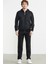 Kapitone Detaylı Kapüşonlu Eşofman Takım - Siyah 1