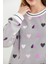 Desenli Oversize Polar Pijama Takım - Gri 5