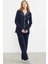 Düğmeli Gömlek Model Pijama Takım - Lacivert 3
