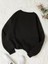 Çiçek Baskılı 2 Iplik Şardonlu Bisiklet Yaka Siyah Sweatshirt 2