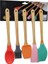 5 Parça Ahşap Saplı Büyük Renkli Silikon Mutfak Set Fırça - Kaşık - Servis K. - Spatula - Karıştırıcı (4738) 1