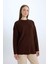 Relax Fit Bisiklet Yaka Basic Düz Triko Tunik Kazak E2938AX24WN 1