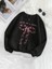 Ribbon Baskılı Siyah Oversize Bisiklet Yaka Sweatshirt 1