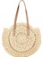 Moda Dokuma Çanta Kadın Yuvarlak Plaj Omuz Vintage Hasır Kadın Crossbody Kolu Çanta Çanta-Bej Beyaz (Yurt Dışından) 1