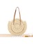 Moda Dokuma Çanta Kadın Yuvarlak Plaj Omuz Vintage Hasır Kadın Crossbody Kolu Çanta Çanta-Bej Beyaz (Yurt Dışından) 3