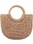 Saman Dokuma Çanta El Yapımı Rattan Vintage Retro Halat Örme Kadın Crossbody Çanta Yüzük ile Taze Yaz Plaj Kahverengi (Yurt Dışından) 1
