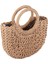 Saman Dokuma Çanta El Yapımı Rattan Vintage Retro Halat Örme Kadın Crossbody Çanta Yüzük ile Taze Yaz Plaj Kahverengi (Yurt Dışından) 3