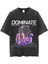 Yıkamalı Dominate Baskılı Oversize Vintage T-Shirt 1