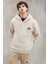 Hannes Erkek Kapüşonlu Çıt Çıt Kapamalı Baskılı Vizon Sweatshirt 1