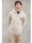 Hannes Erkek Kapüşonlu Çıt Çıt Kapamalı Baskılı Vizon Sweatshirt 3