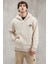 Hannes Erkek Kapüşonlu Çıt Çıt Kapamalı Baskılı Vizon Sweatshirt 4