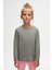 Buz Gri Basic Unisex Çocuk Mevsimlik Sıfır Yaka Uzun Kollu Tişört 2