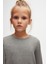 Buz Gri Basic Unisex Çocuk Mevsimlik Sıfır Yaka Uzun Kollu Tişört 3