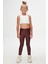 Bordo Kız Çocuk Kışlık Deri Pantalon 1