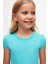 Açık Turkuaz Basic Kız Çocuk Sıfır Yaka Karpuz Kol Tişört 3