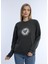 Kadın Kalp Baskılı 3 Iplik Şardonsuz Sweatshirt Antrasit Melanj 2