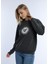 Kadın Kalp Baskılı 3 Iplik Şardonsuz Sweatshirt Antrasit Melanj 3