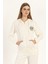 Kadın Fermuarlı Regular Fit Sweatshirt Ekru 1