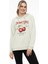 Kadın Kiraz Baskılı 3 Iplik Şardonsuz Sweatshirt Mint 1