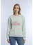 Kadın Love Baskılı 3 Iplik Şardonsuz Sweatshirt Mint 3
