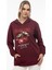 Kadın Kiraz Baskılı 3 Iplik Şardonsuz Sweatshirt Bordo 1
