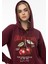 Kadın Kiraz Baskılı 3 Iplik Şardonsuz Sweatshirt Bordo 3