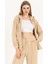 Kadın Fermuarlı Regular Fit Sweatshirt Bej 1