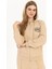 Kadın Fermuarlı Regular Fit Sweatshirt Bej 2
