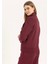 Kadın Fermuarlı Dik Yaka Sweatshirt Bordo 4
