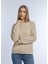 Kadın 3 Iplik Şardonsuz Bisiklet Yaka Sweatshirt Bej 1