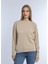 Kadın 3 Iplik Şardonsuz Bisiklet Yaka Sweatshirt Bej 2