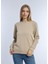 Kadın 3 Iplik Şardonsuz Bisiklet Yaka Sweatshirt Bej 3