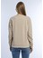 Kadın 3 Iplik Şardonsuz Bisiklet Yaka Sweatshirt Bej 4