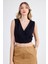 Sıfır Kol V Yaka Crop Modal Bluz 1
