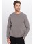 Unisex Relax Fit Rahat Kesim Pamuklu Yumuşak Dokulu Içi Polarlı Basic Gri Bisiklet Yaka Sweatshirt 1