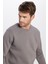 Unisex Relax Fit Rahat Kesim Pamuklu Yumuşak Dokulu Içi Polarlı Basic Gri Bisiklet Yaka Sweatshirt 2