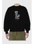 Teddy Bear Move On Ön Baskılı Siyah Oversize Sweatshirt Erkek Kadın Bisiklet Yaka 2