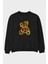 Zero Hug Bear Ön Baskılı Siyah Oversize Sweatshirt Erkek Kadın Bisiklet Yaka 1