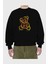 Zero Hug Bear Ön Baskılı Siyah Oversize Sweatshirt Erkek Kadın Bisiklet Yaka 2