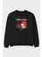 Yamete Kudasai Ön Baskılı Siyah Oversize Sweatshirt Erkek Kadın Bisiklet Yaka 1