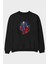 Superman Ön Baskılı Siyah Oversize Sweatshirt Erkek Kadın Bisiklet Yaka 1