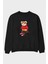 Teddy Bear Ski On Ön Baskılı Siyah Oversize Sweatshirt Erkek Kadın Bisiklet Yaka 1