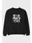 Never Look Back Ön Baskılı Siyah Oversize Sweatshirt Erkek Kadın Bisiklet Yaka 1
