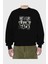 Never Look Back Ön Baskılı Siyah Oversize Sweatshirt Erkek Kadın Bisiklet Yaka 2