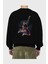 Zombie Slam Dunk Arka Baskılı Siyah Oversize Sweatshirt Erkek Kadın Bisiklet Yaka 2