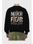 Never Let Fear Arka Baskılı Siyah Oversize Sweatshirt Erkek Kadın Bisiklet Yaka 2