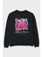 Love Is Divine Bear Arka Baskılı Siyah Oversize Sweatshirt Erkek Kadın Bisiklet Yaka 1