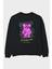 Keep It Cool Bear Arka Baskılı Siyah Oversize Sweatshirt Erkek Kadın Bisiklet Yaka 1