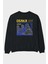 Osaka Arka Baskılı Siyah Oversize Sweatshirt Erkek Kadın Bisiklet Yaka 1